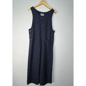 Directives Dress Size L Sleeveless Navy Blue Print Maxi 90s Teachercore Button